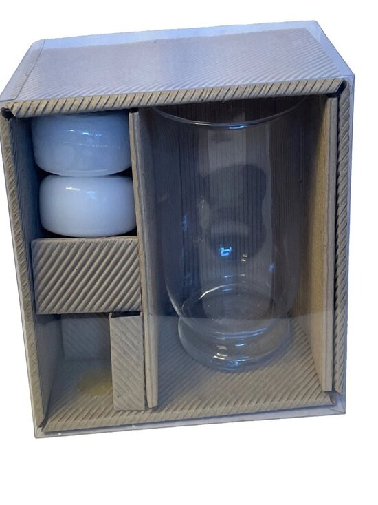 Hallmark Other - Hallmark Glass Votive Candle Holder Gift Set White Unscented Wax Candles 3pc